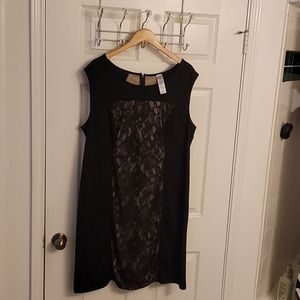 Black lace front and back cotton sheath dress